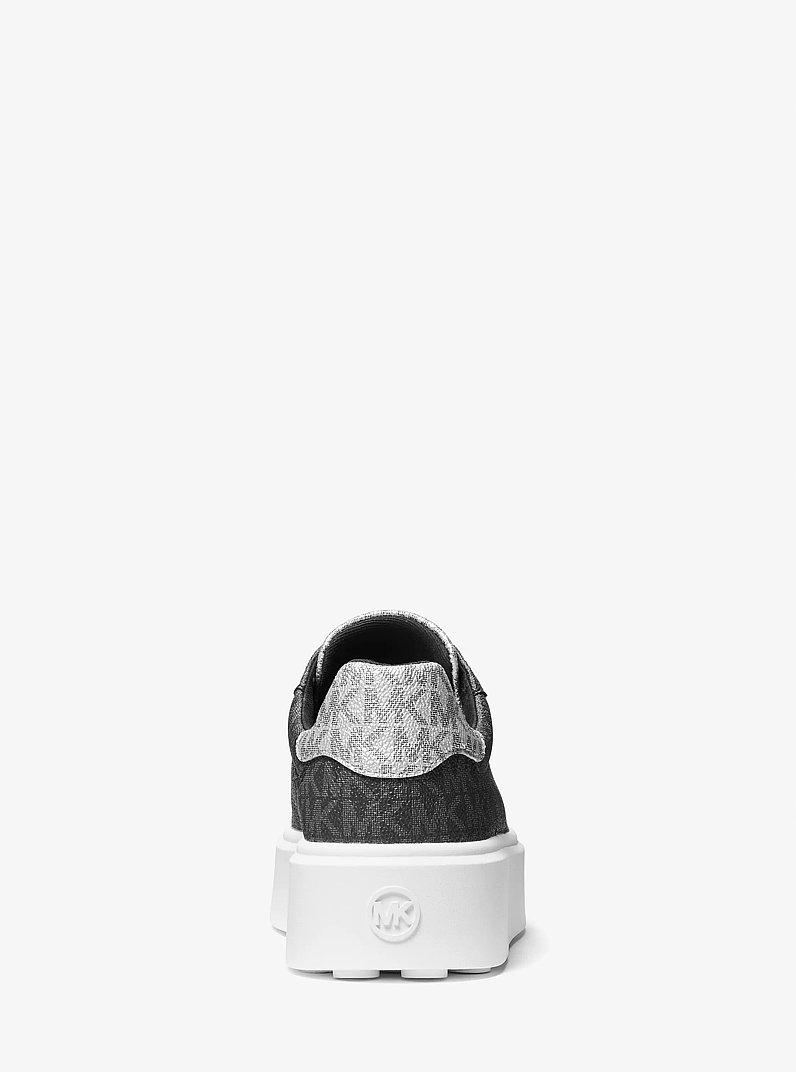 Romey Metallic Two-Tone Signature Logo Platform Sneaker in BLACK | Michael Kors