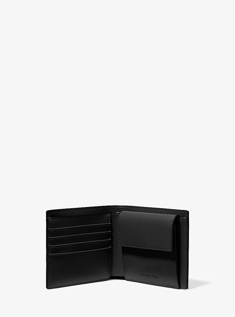 Cooper Pebbled Leather Billfold Wallet With Coin Pouch in BLACK | Michael Kors