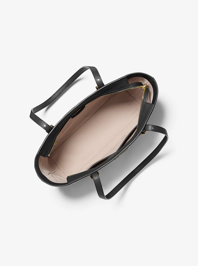 Quinn Medium Pebbled Leather Tote Bag in BLACK | Michael Kors