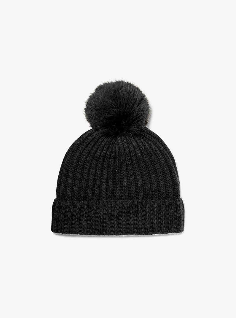 Ribbed Cashmere Beanie Hat in BLACK - Sale | Michael Kors Canada [CA]