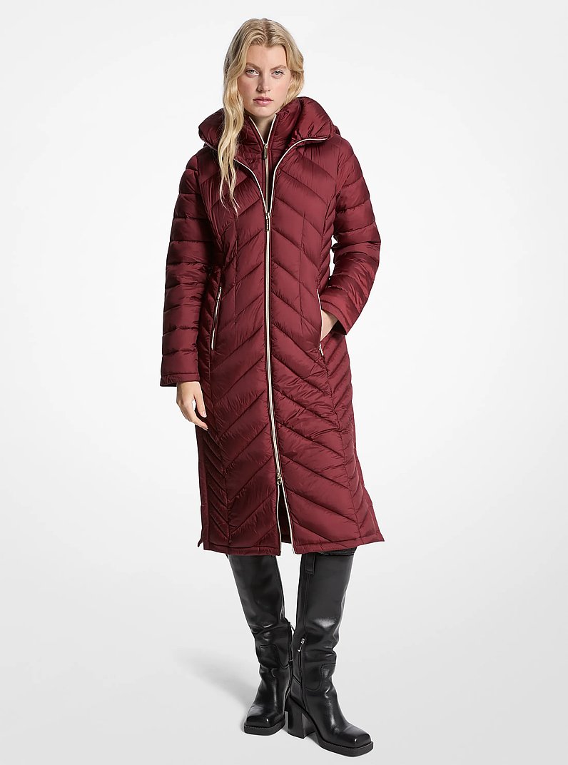 2-in-1 Quilted Nylon Packable Coat in CHERRY | Michael Kors