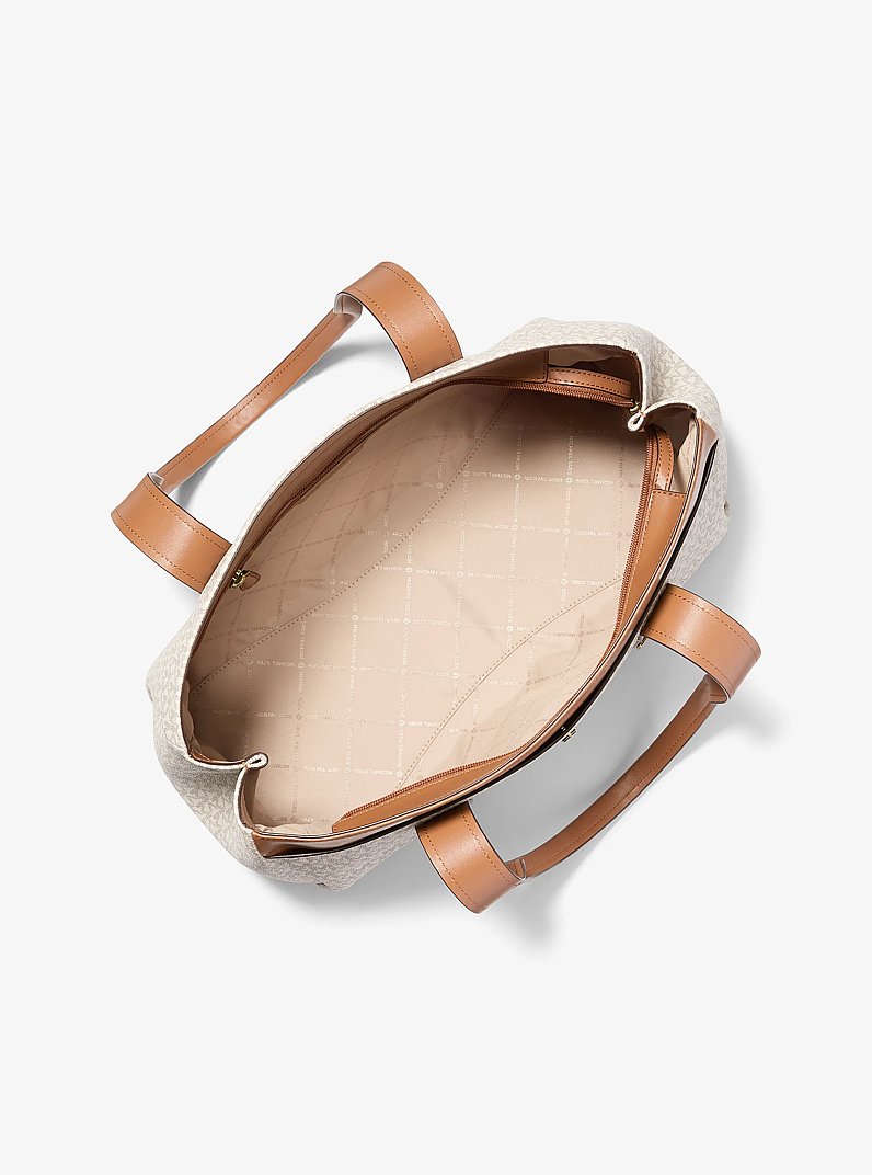 Foster Large Signature Logo Tote Bag in VANILLA/ACORN | Michael Kors