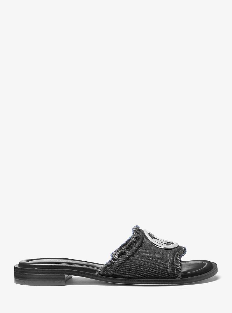 Hannah Denim Slide Sandal in BLACK WASH | Michael Kors