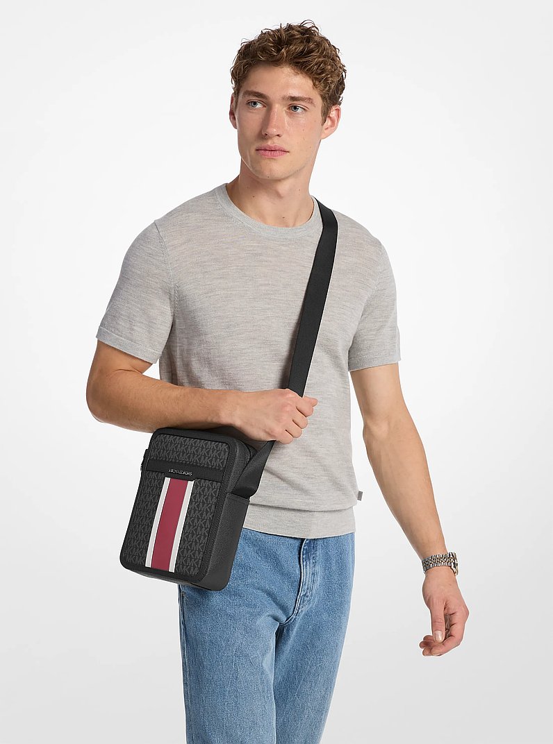 Cooper Striped Signature Logo Flight Bag in CEREZA | Michael Kors