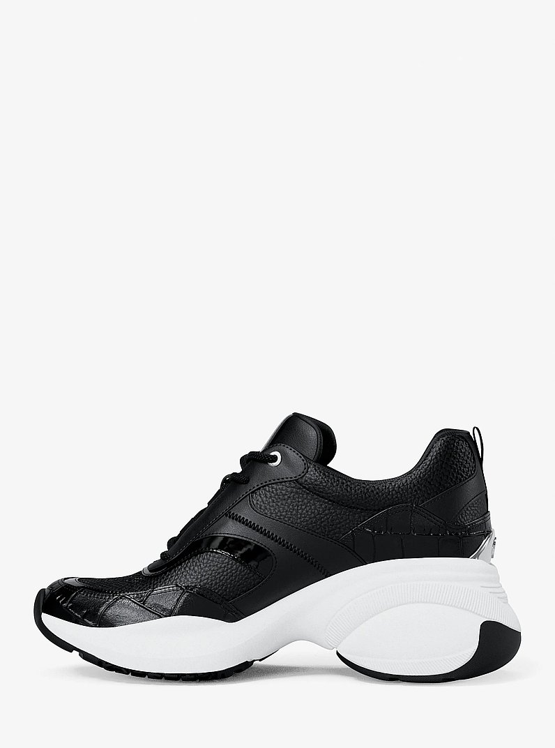 Kaia Mixed-Media Trainer in BLACK | Michael Kors