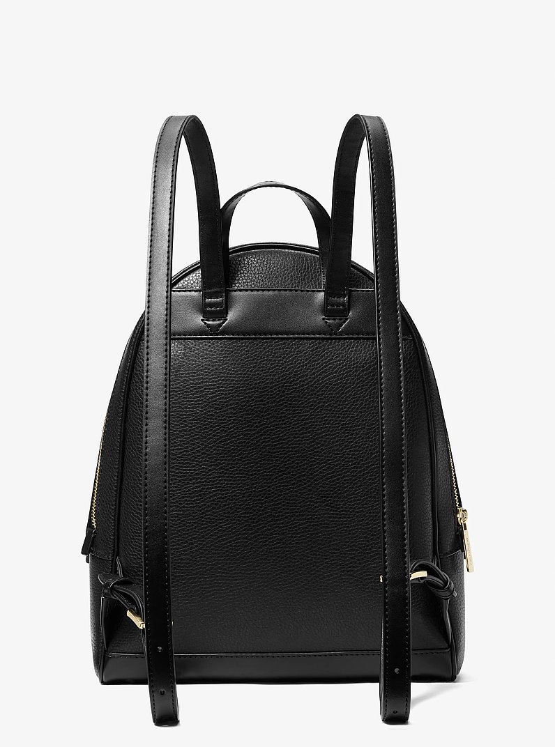 Rhea Medium Pebbled Leather Backpack in BLACK | Michael Kors