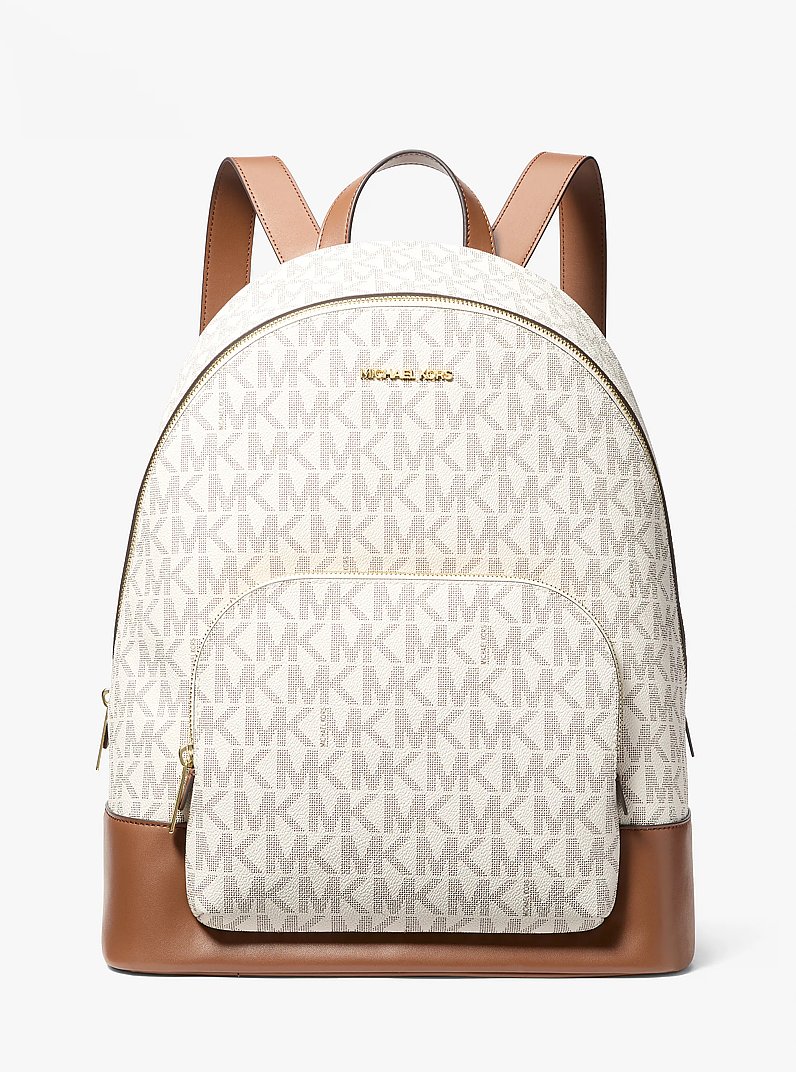 Connie Large Signature Logo Backpack in VANILLA/LUGGAGE | Michael Kors