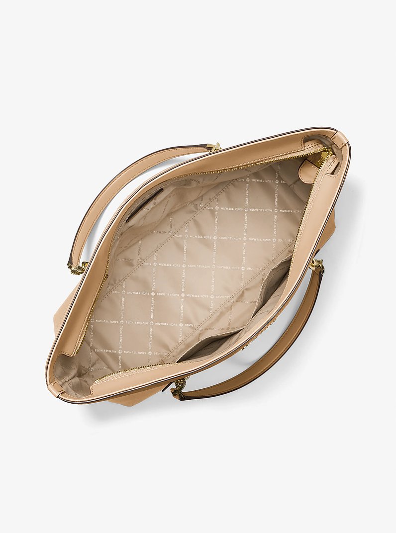 Bolso tote Jet Set grande de piel granulada in CAMEL | Michael Kors
