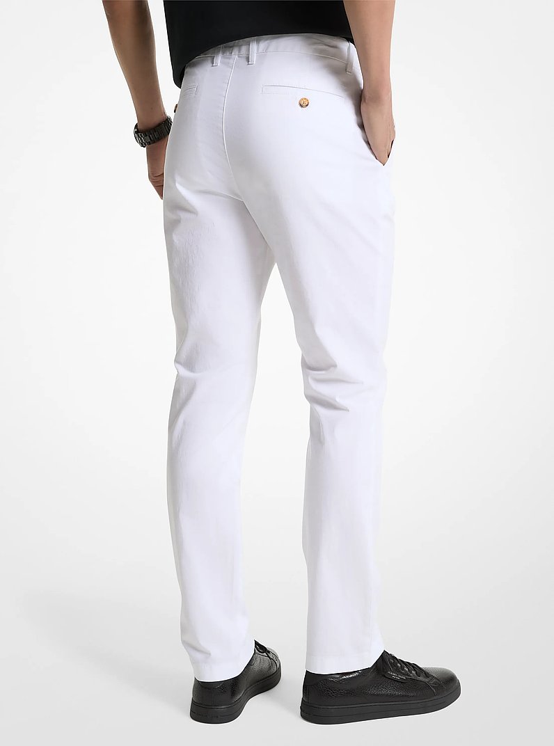 Slim-Fit Cotton Blend Chino Pants in WHITE | Michael Kors