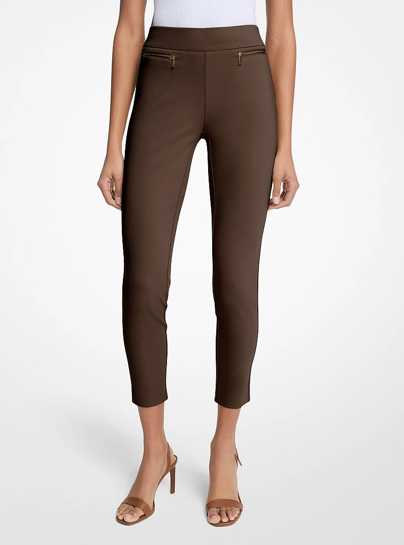 Viscose Blend Zip Pants in CHOCOLATE | Michael Kors
