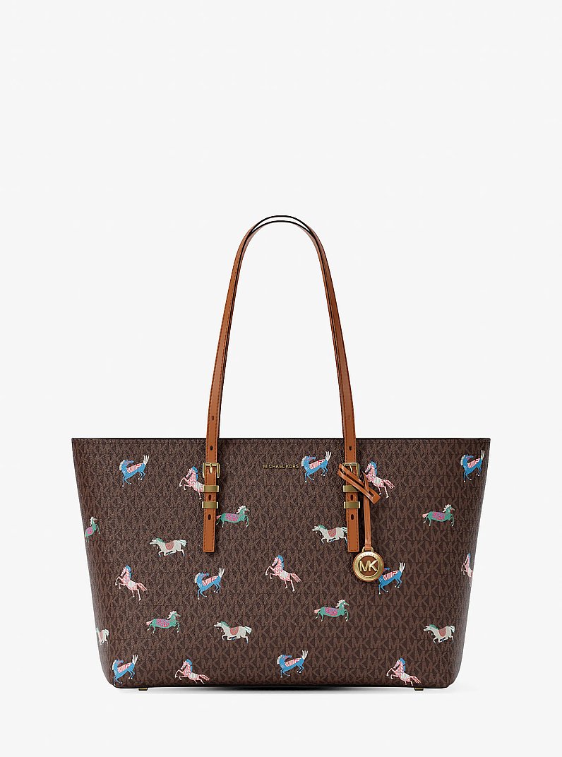 Quinn Large Signature Logo Tote Bag in BRN/ACORN | Michael Kors