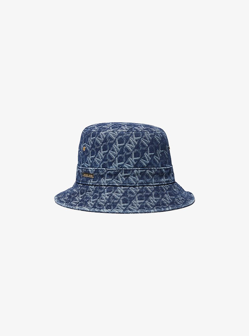 Empire Logo Jacquard Denim Bucket Hat in RINSE | Michael Kors