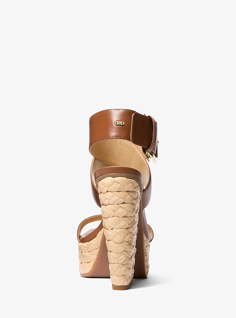 Sandale &agrave; plateforme Rhoda en cuir in LUGGAGE | Michael Kors