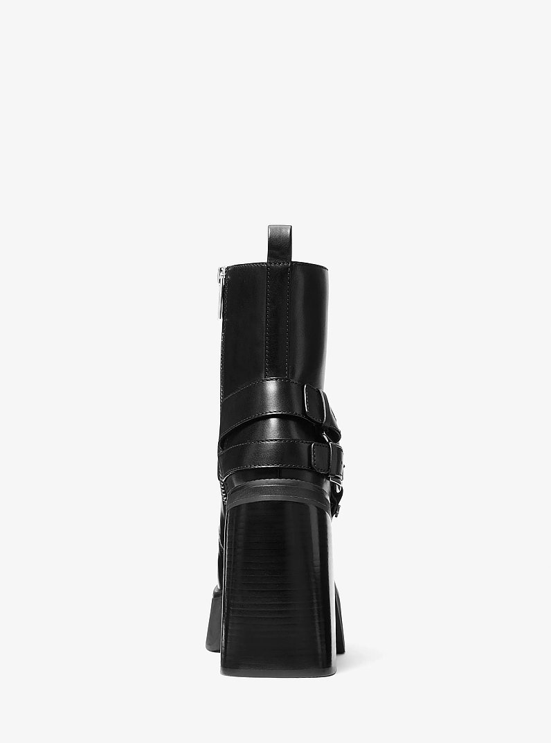 Crosby Leather Platform Moto Boot in BLACK | Michael Kors