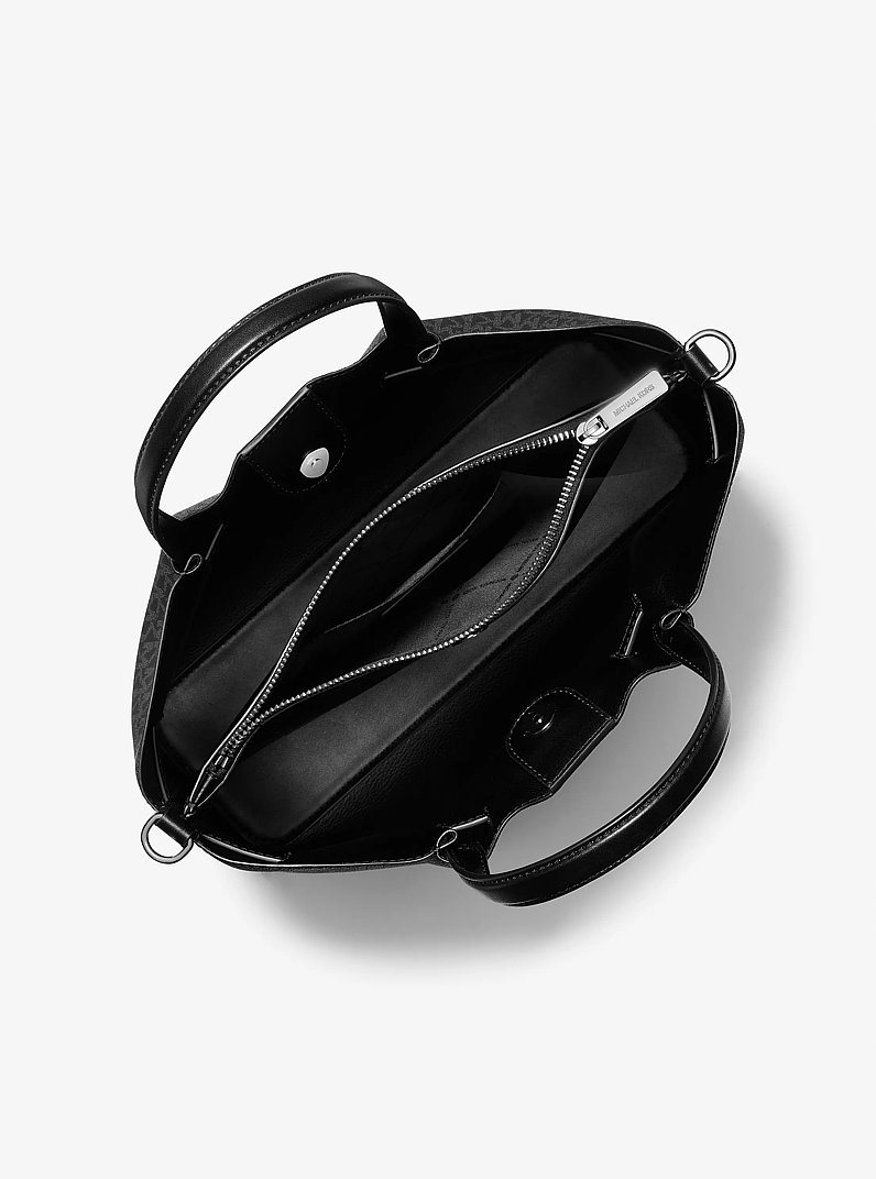 Carson Medium Signature Logo Satchel in BLACK - Sale | Michael
