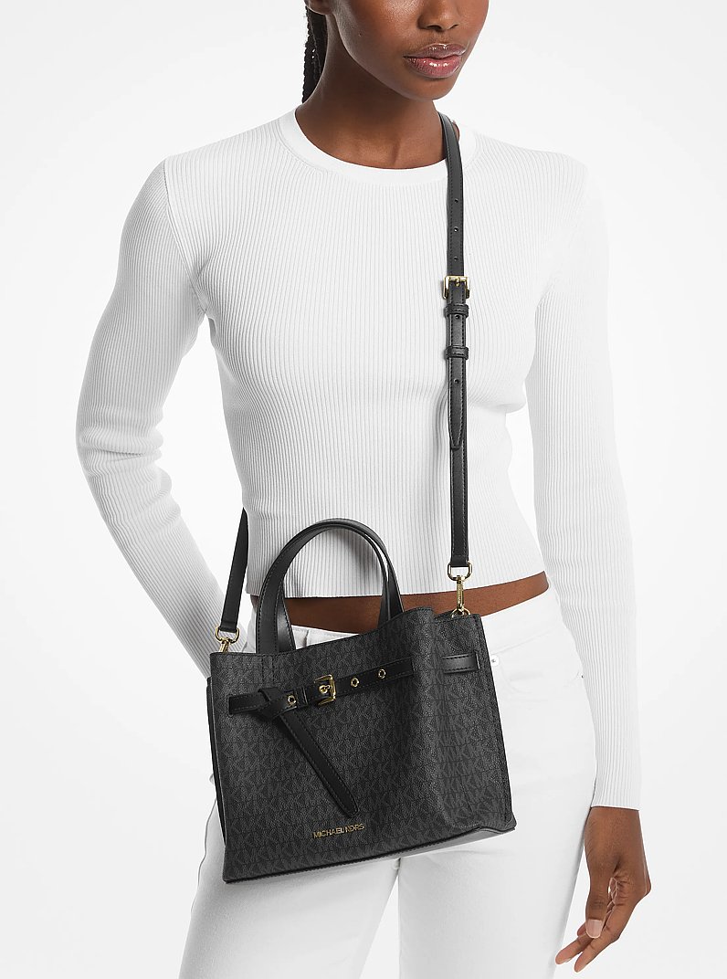 Bolso satchel Emilia peque&ntilde;o con logotipo in NEGRO | Michael Kors