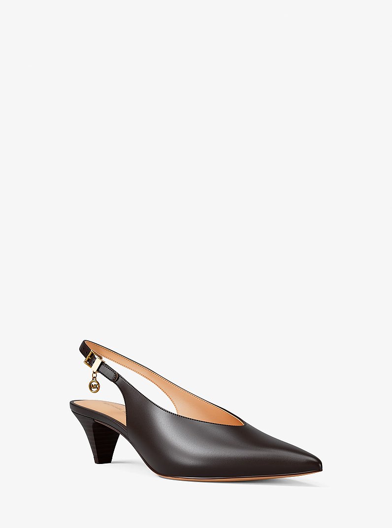 D&eacute;collet&eacute; Tonya slingback in pelle in CIOCCOLATO | Michael Kors