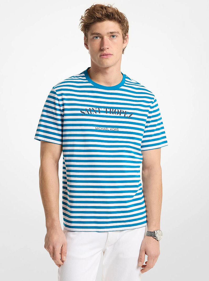 T-Shirt Saint Tropez aus Baumwoll-Jersey mit Streifen in T&Uuml;RKIS | Michael Kors