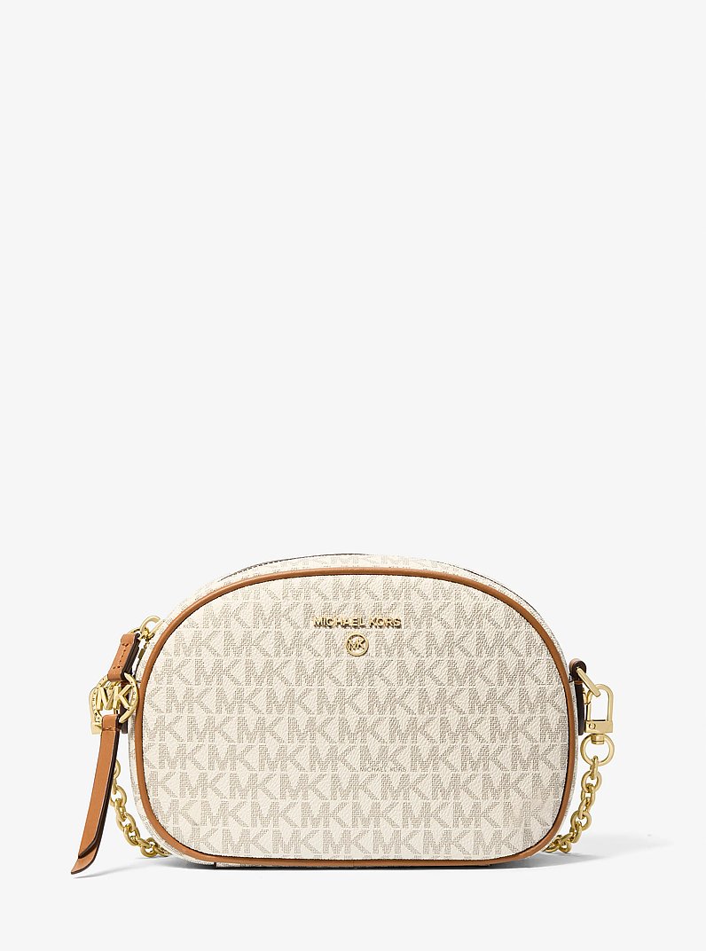 Jet Set Small Logo Convertible Camera Bag in VANILLA/ACORN | Michael Kors