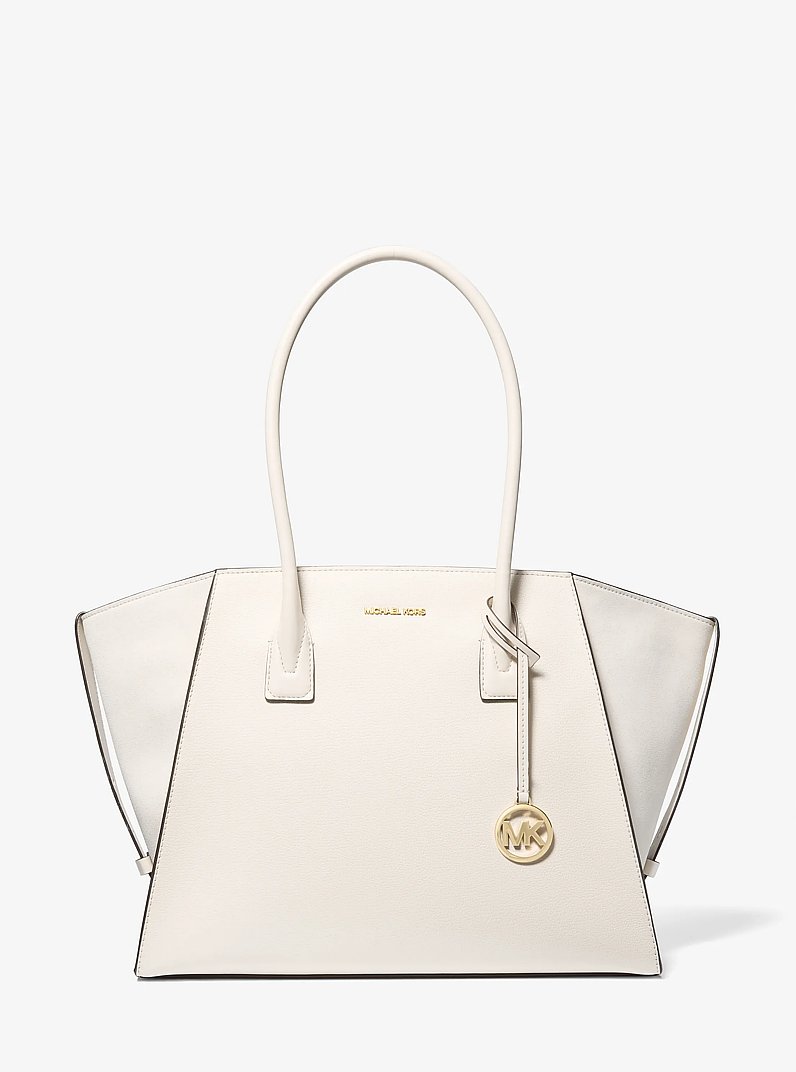 Avril Extra-Large Leather and Suede Tote Bag in LT CREAM - Sale
