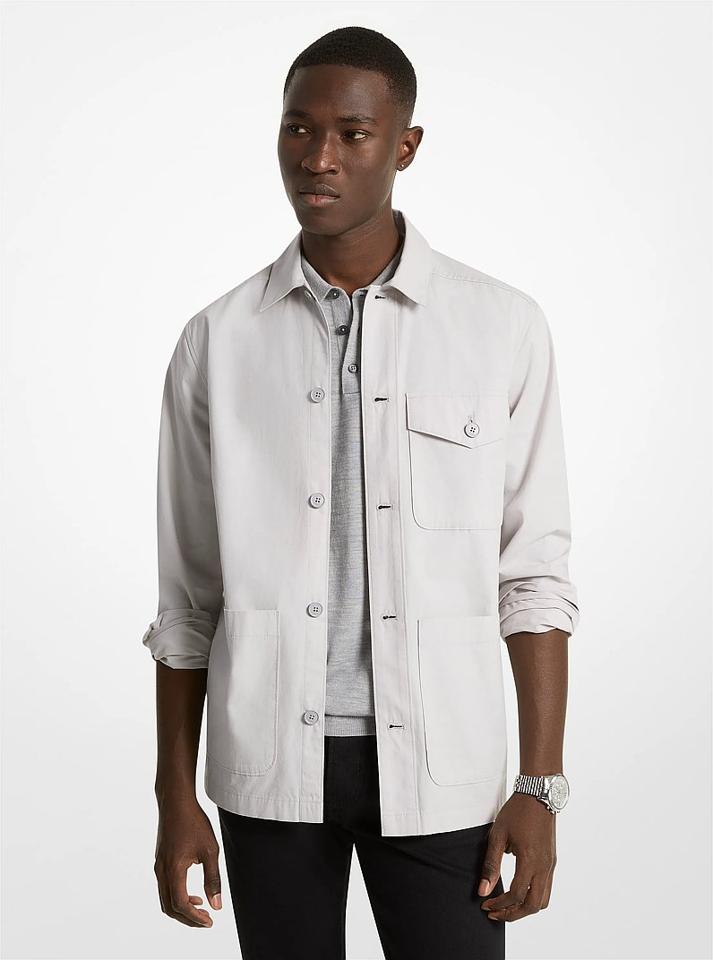 Cotton Shirt Jacket in ALUMINUM | Michael Kors
