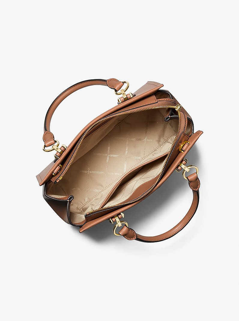 Marilyn Medium Saffiano Leather Satchel in LUGGAGE - Sale