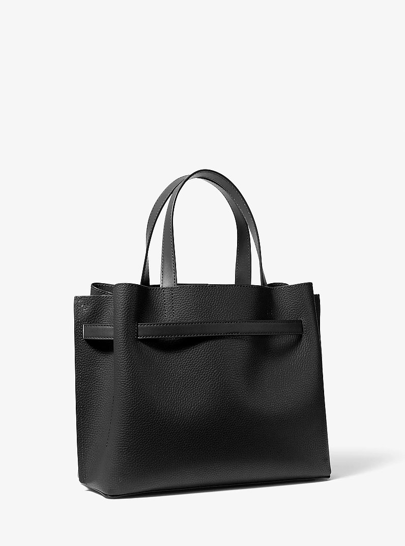 Emilia Medium Pebbled Leather Satchel in BLACK | Michael Kors