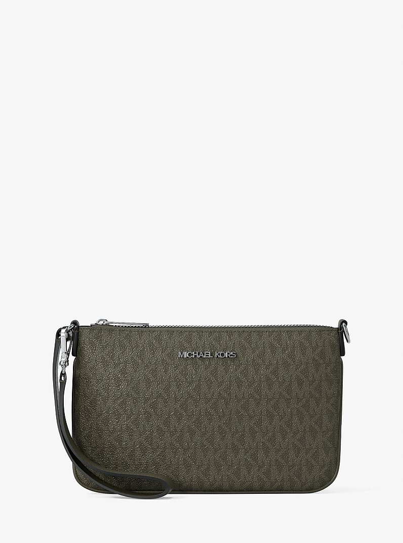 Petite pochette-bracelet convertible Jet Set &agrave; logo Signature in VERT OLIVE | Michael Kors