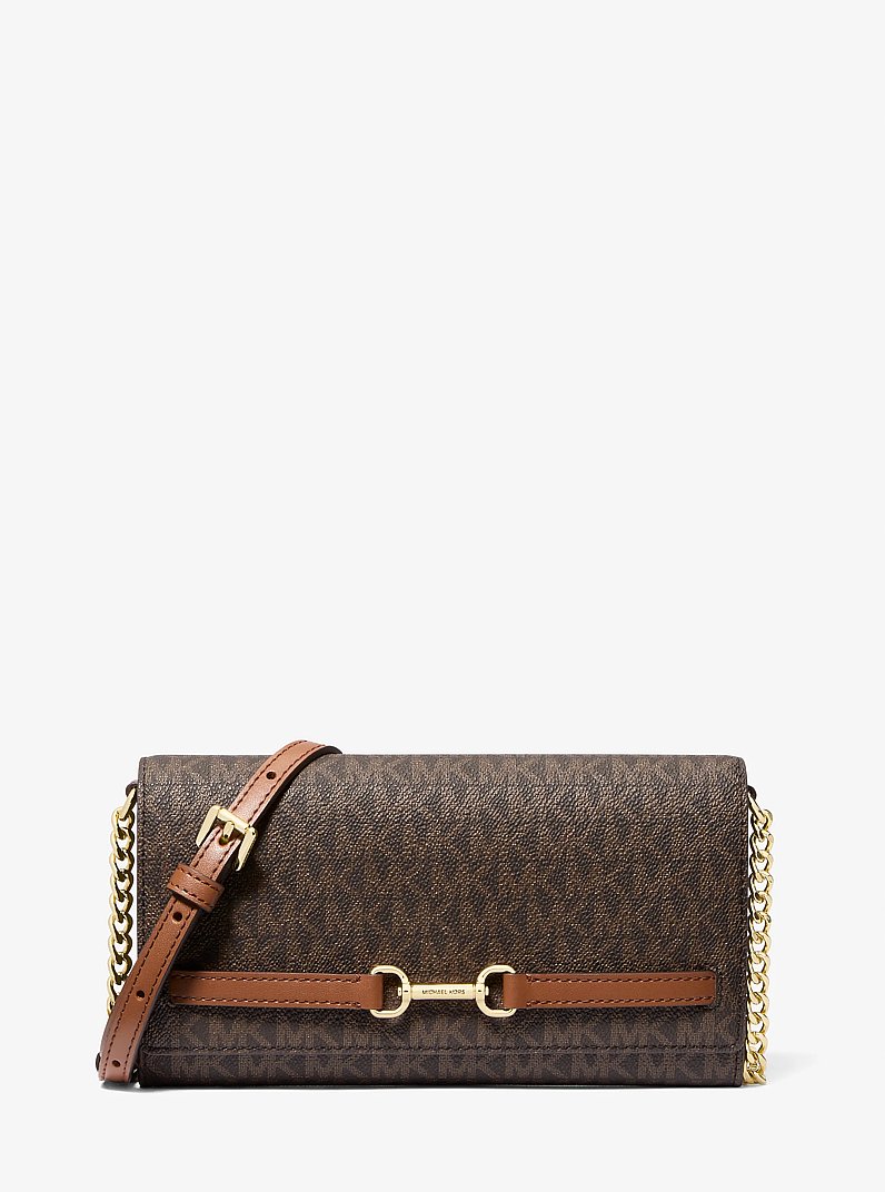 Carson Large Signature Logo Convertible Crossbody Bag in BROWN | Michael Kors