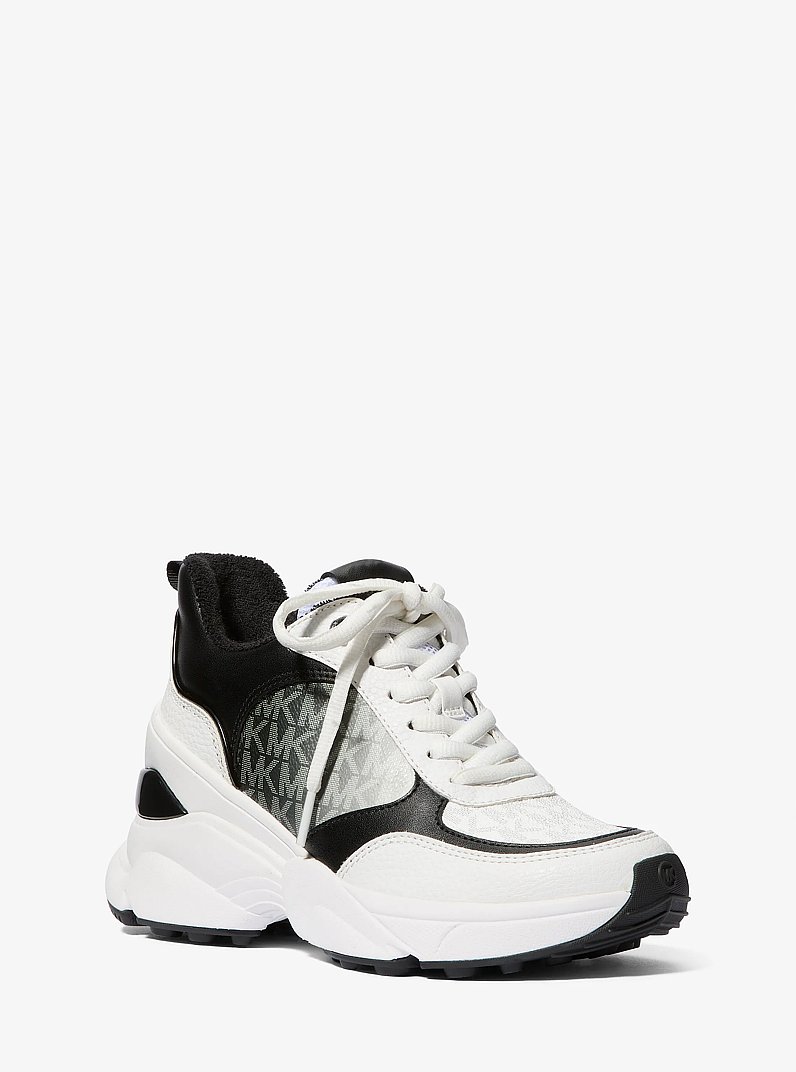 Katrina Mixed-Media Trainer in BLACK | Michael Kors