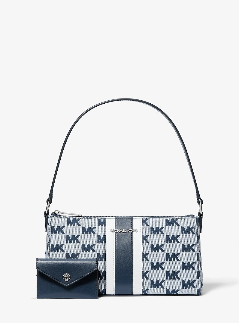 Vincent Medium Logo Jacquard Pochette with Card Case in NAVY