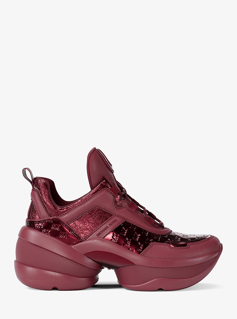Olympia Mixed-Media Trainer in CHERRY | Michael Kors