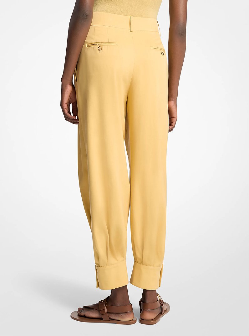 Pantal&oacute;n carrot con dobladillo de gabardina de seda in DORADO TOSTADO | Michael Kors