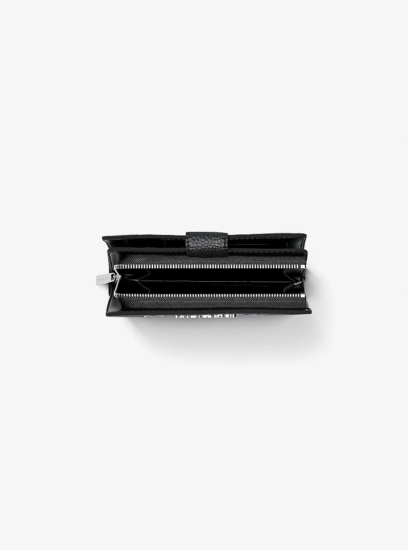 Jet Set Travel Medium Logo Debossed Billfold Wallet in BLACK | Michael Kors