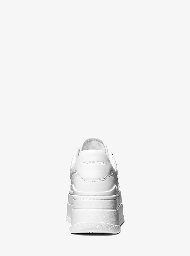 Hayes Snake Embossed Leather Platform Sneaker in OPTIC WHITE | Michael Kors