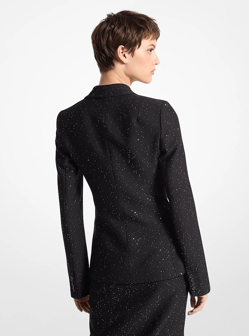 Sequined Wool Blazer in BLACK/SILVER | Michael Kors