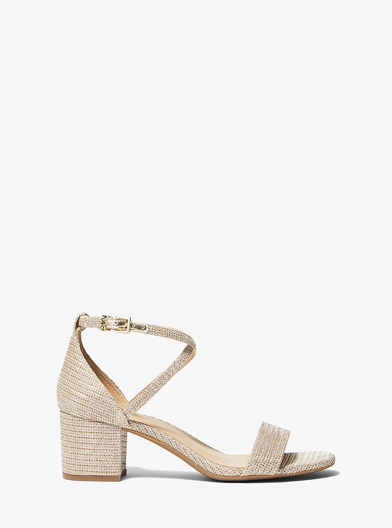 Serena Flex Glitter Chain-Mesh Sandal in PALE GOLD | Michael Kors