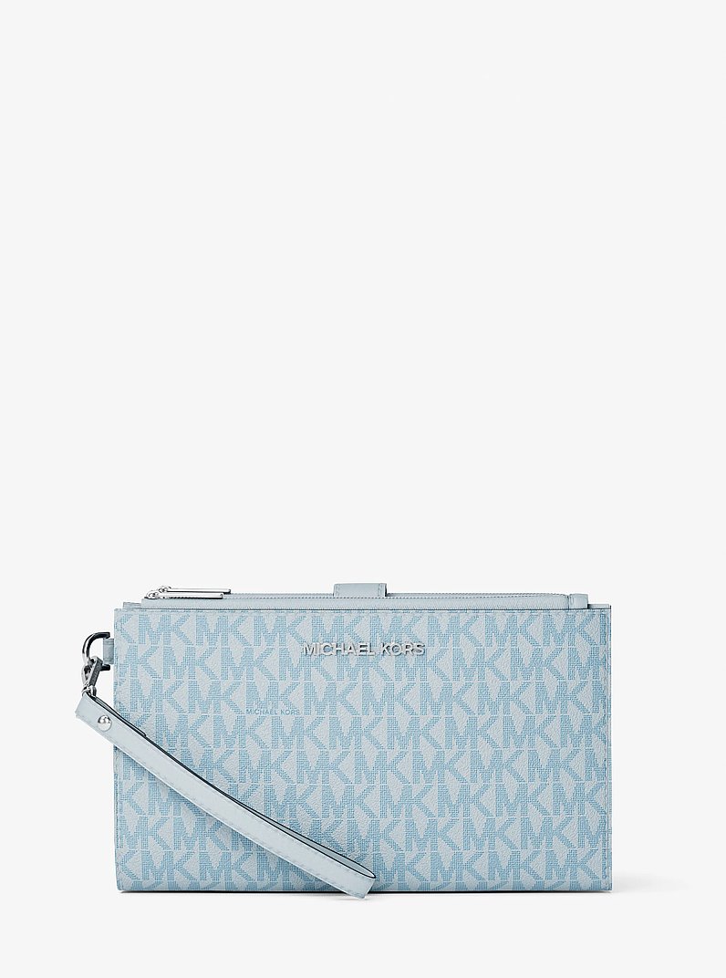 Jet Set Travel Large Signature Logo Wristlet in PALE OCEAN | Michael Kors
