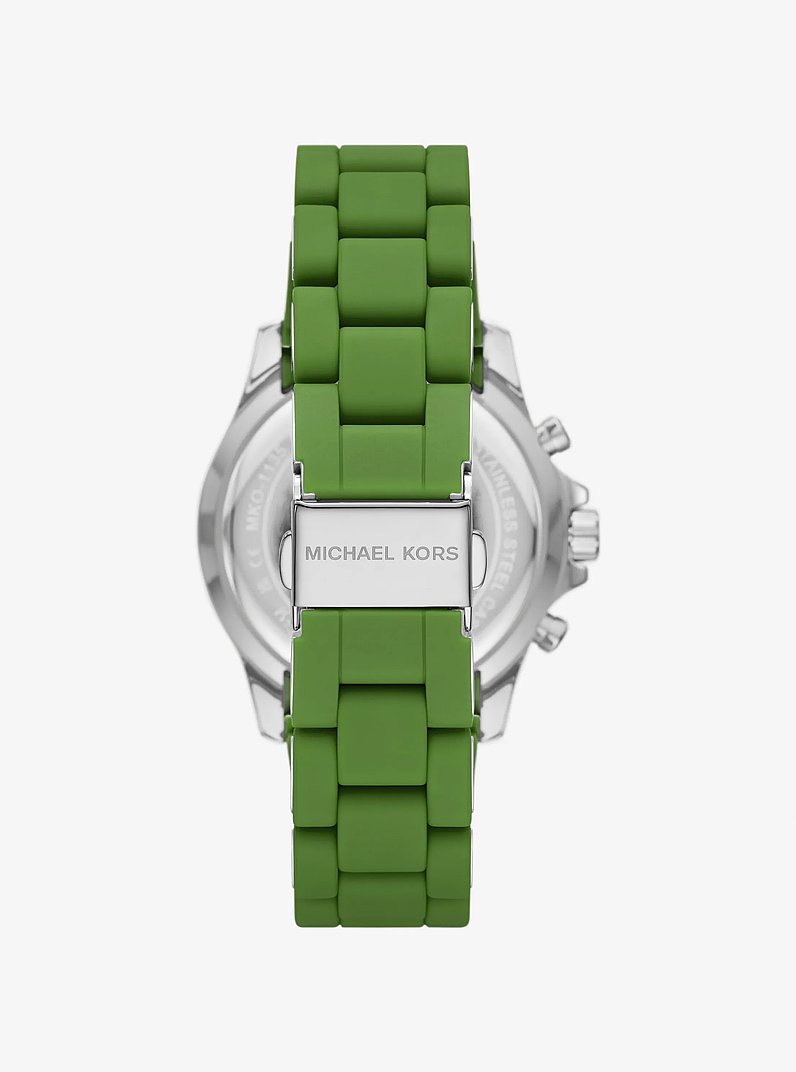 Oversized Everest Pavé Silver-Tone and Silicone Watch in JUNGLE