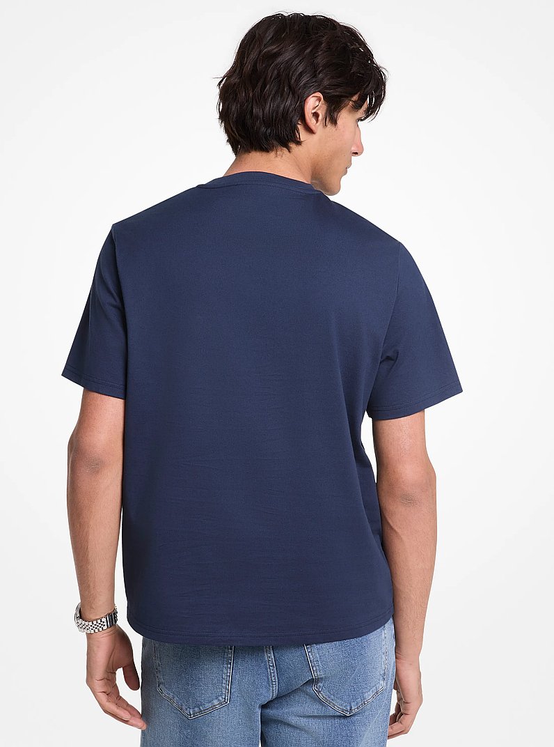 T-shirt &agrave; pois orn&eacute; du logo Signature in MINUIT | Michael Kors