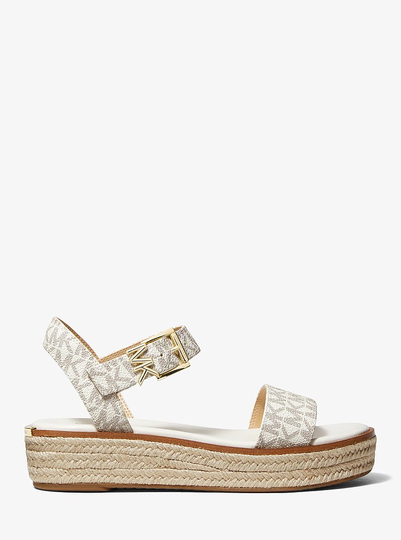 Richie Signature Logo Platform Espadrille Sandal in VANILLA | Michael Kors