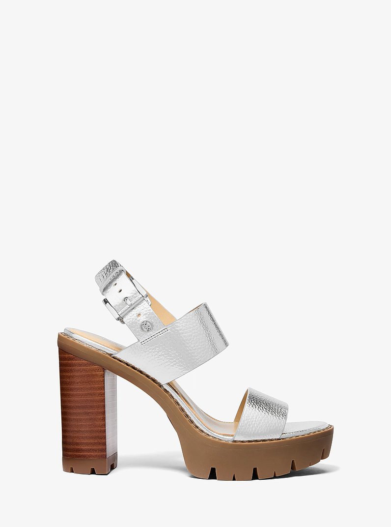 Holland Metallic Platform Sandal in SILVER | Michael Kors