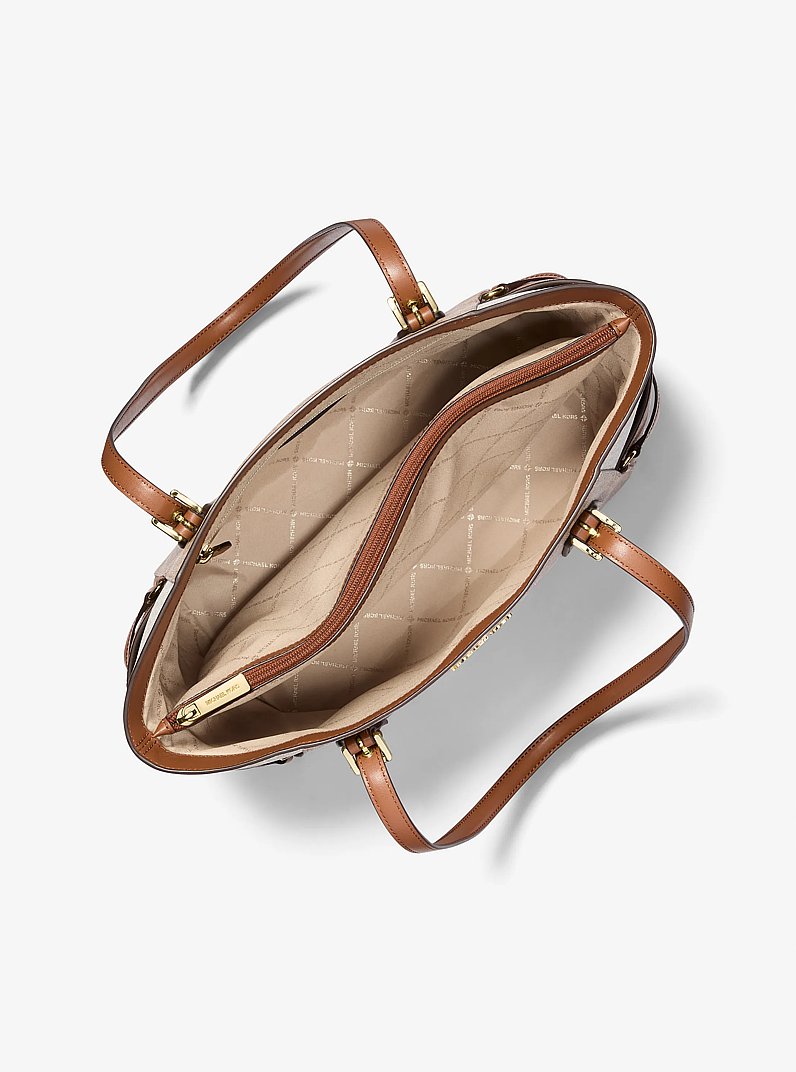 Bolso tote Voyager grande de bloques de color con logotipo de la marca in CAMEL MULTICOLOR | Michael Kors