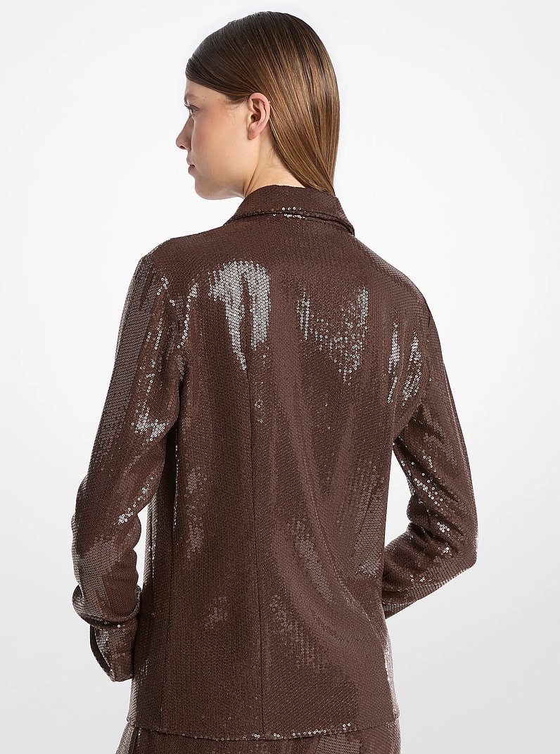 Camisa Hansen con lentejuelas bordadas a mano in CHOCOLATE | Michael Kors