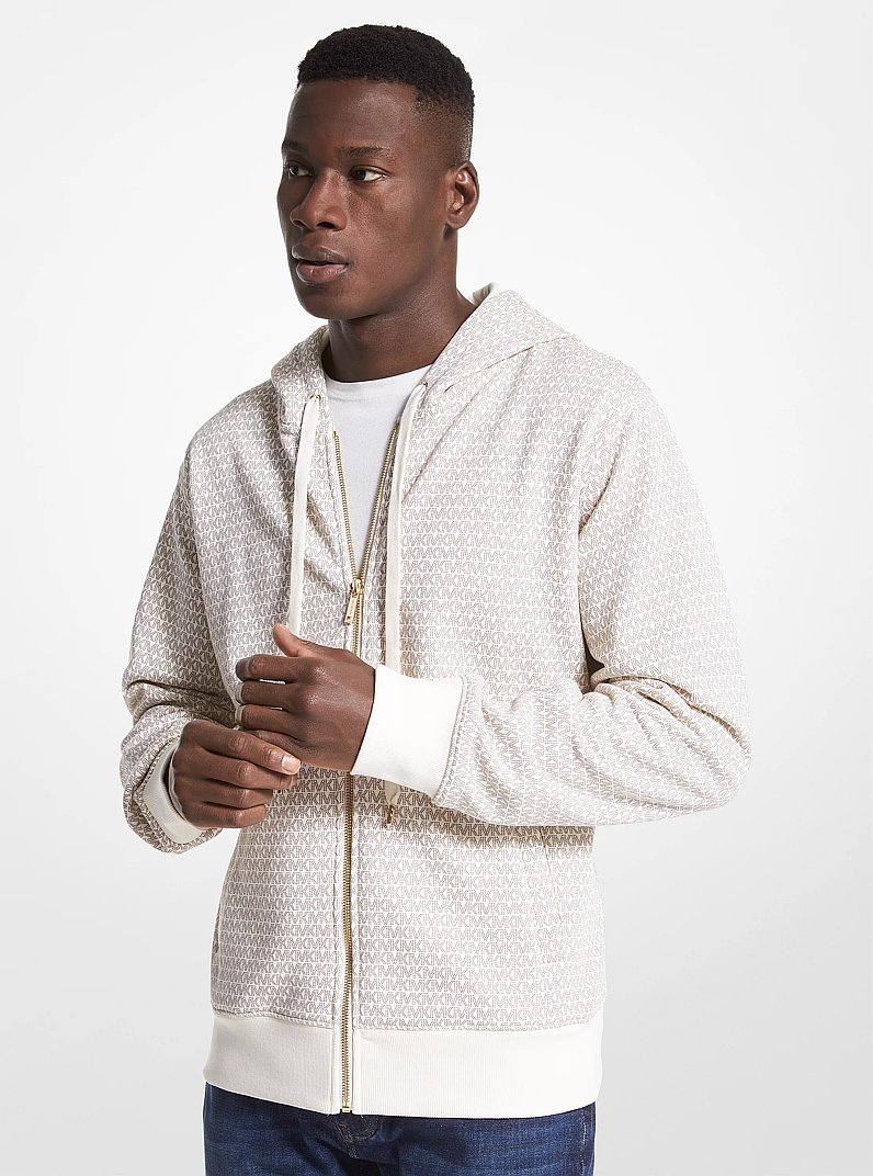 Logo Organic Cotton Blend Zip-Up Hoodie