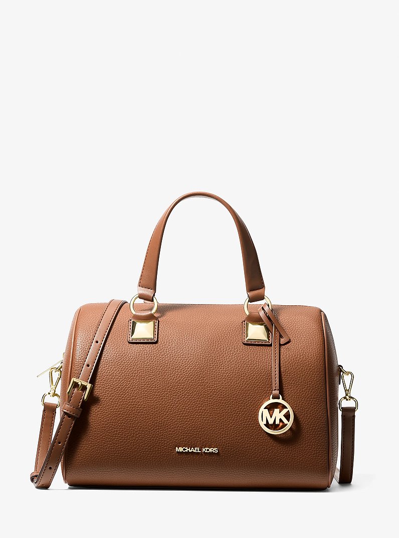 Grayson Medium Pebbled Leather Duffel Bag in LUGGAGE | Michael Kors