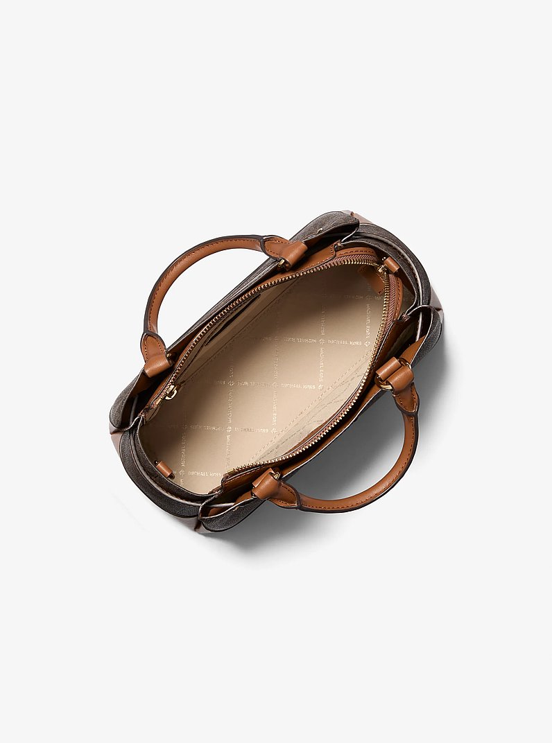 Reed Small Signature Logo Satchel in BROWN | Michael Kors