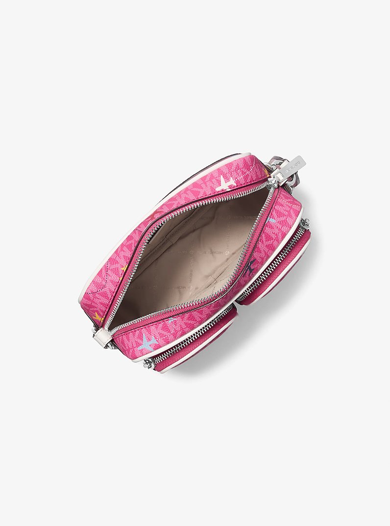 Jet Set Large Printed Signature Logo Crossbody Bag in DRAGONFRUIT | Michael Kors