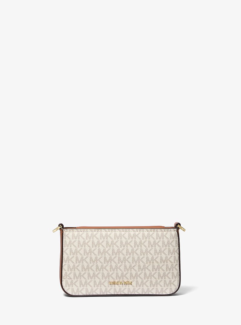 Bryant Small Signature Logo Convertible Pochette in VANILLA/ACORN | Michael Kors