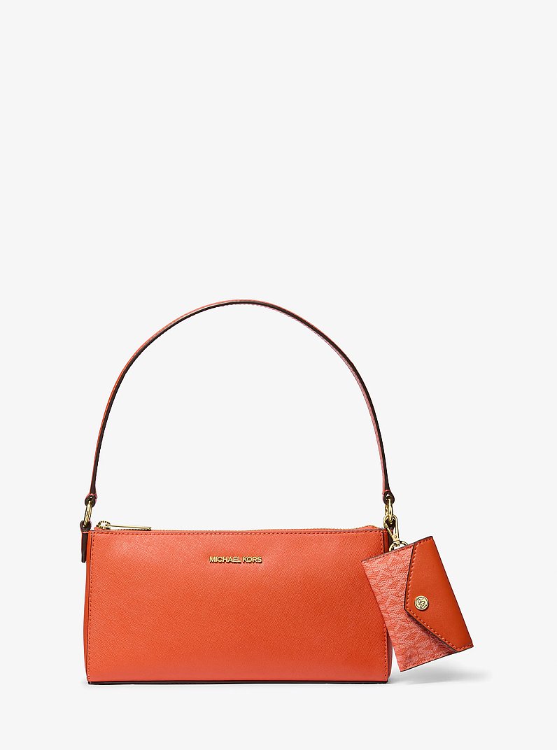 Bolso pochette Vincent mediano de cuero saffiano con tarjetero con logotipo de la marca in ROJO ARCILLA | Michael Kors
